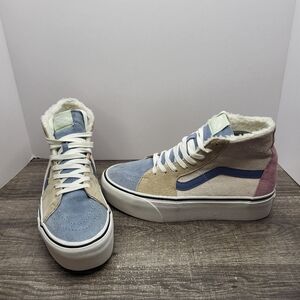 VANS Sk8 Hi Tapered Stackform Block Suede/Sherpa Multi Color Women's Sz 10